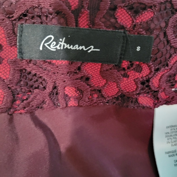 🏷1/$15, 2/$20, 3/$27 Reitmans red floral overlay skirt - Picture 3 of 4